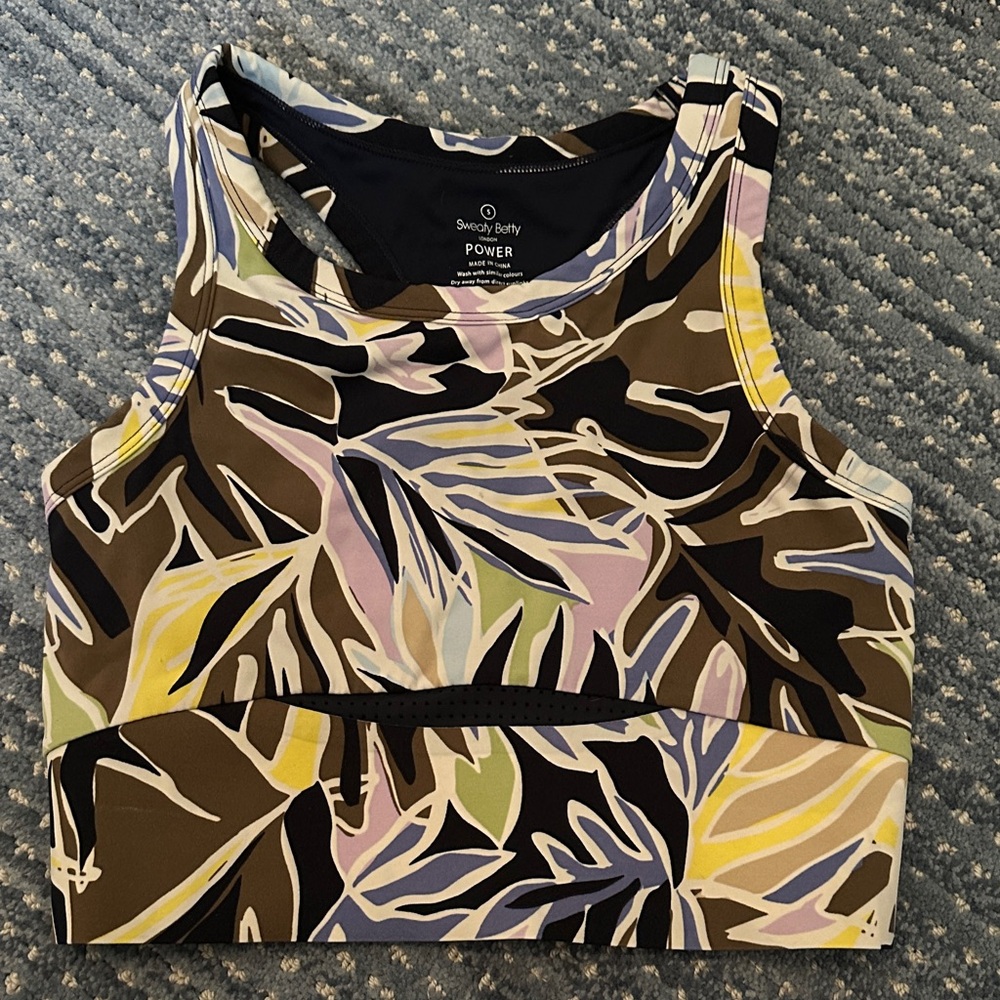 Sweaty Betty Leaf Print Tank Top - Black, Yellow, Purple